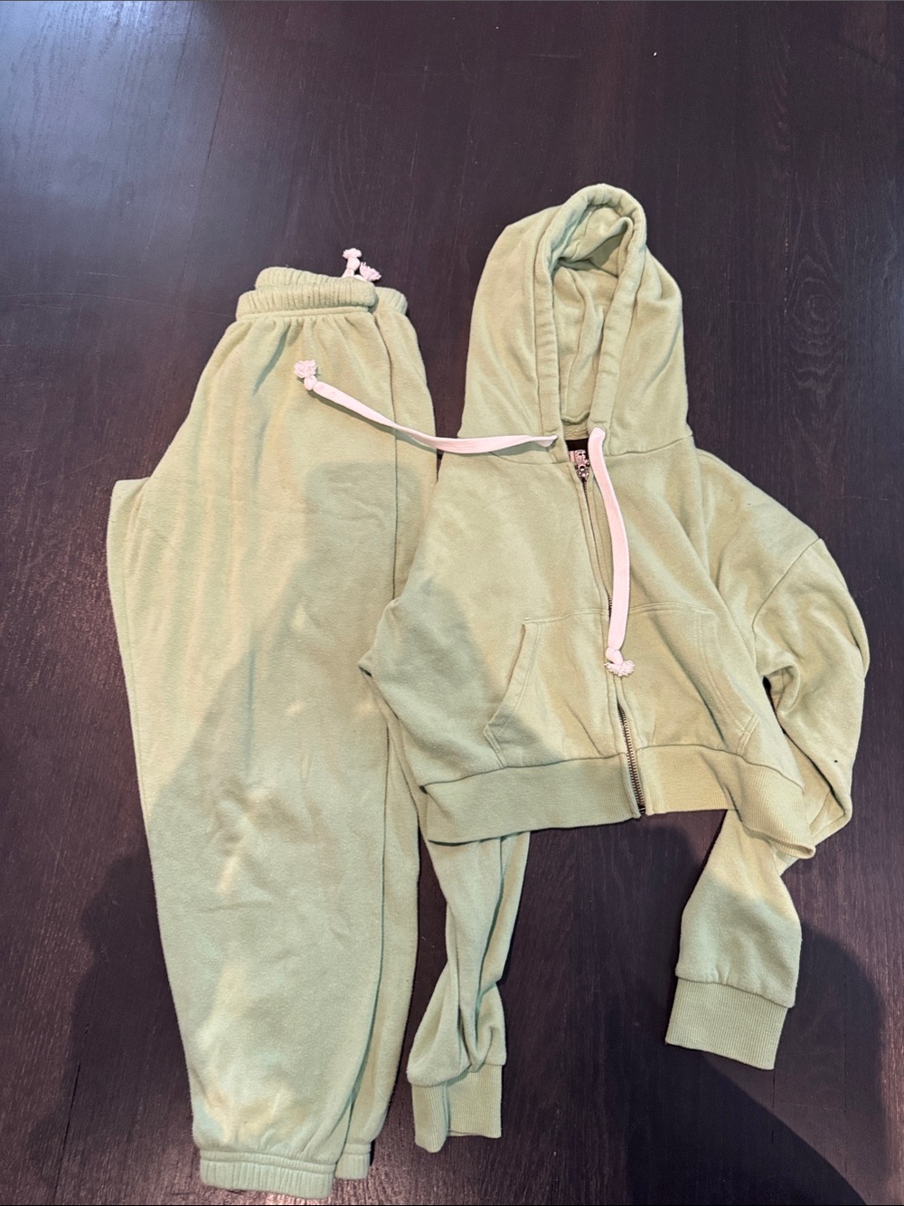 Katie J NYC Sage Green Hooded Track Sweatpants Jogger Set